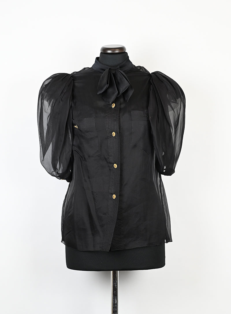 Chanel Camicia nera in seta - Tg. 40