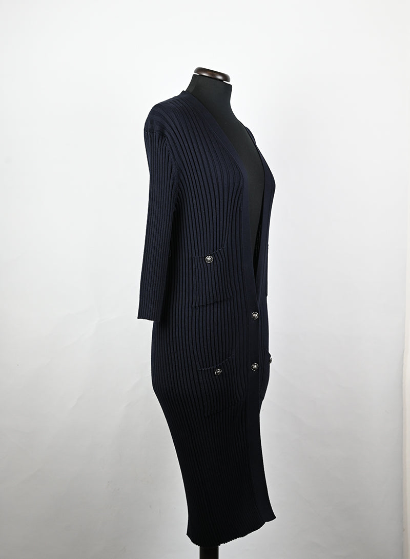 Chanel Cardigan lungo in cotone blu - Tg. 38 FR -  lesleyluxuryvintage