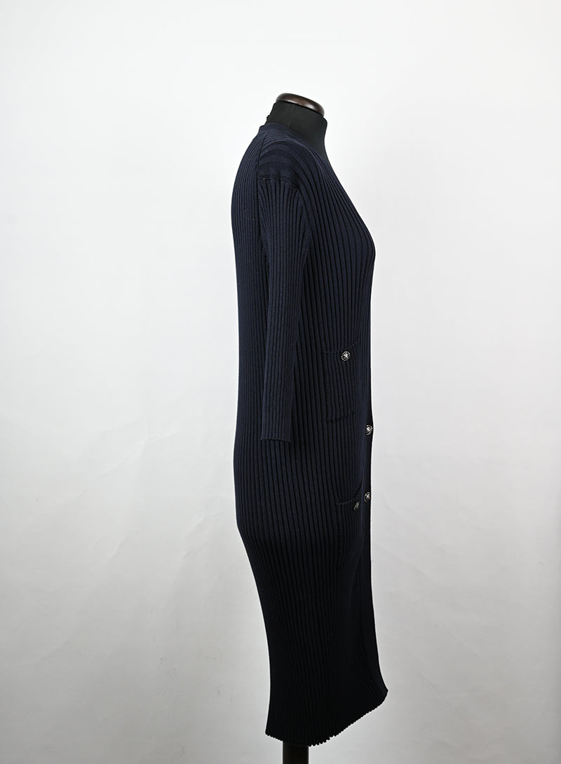 Chanel Cardigan lungo in cotone blu - Tg. 38 FR -  lesleyluxuryvintage