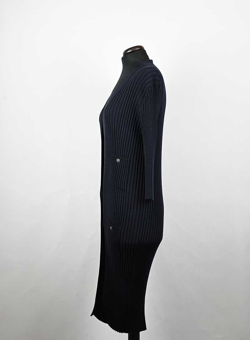Chanel Cardigan lungo in cotone blu - Tg. 38 FR -  lesleyluxuryvintage