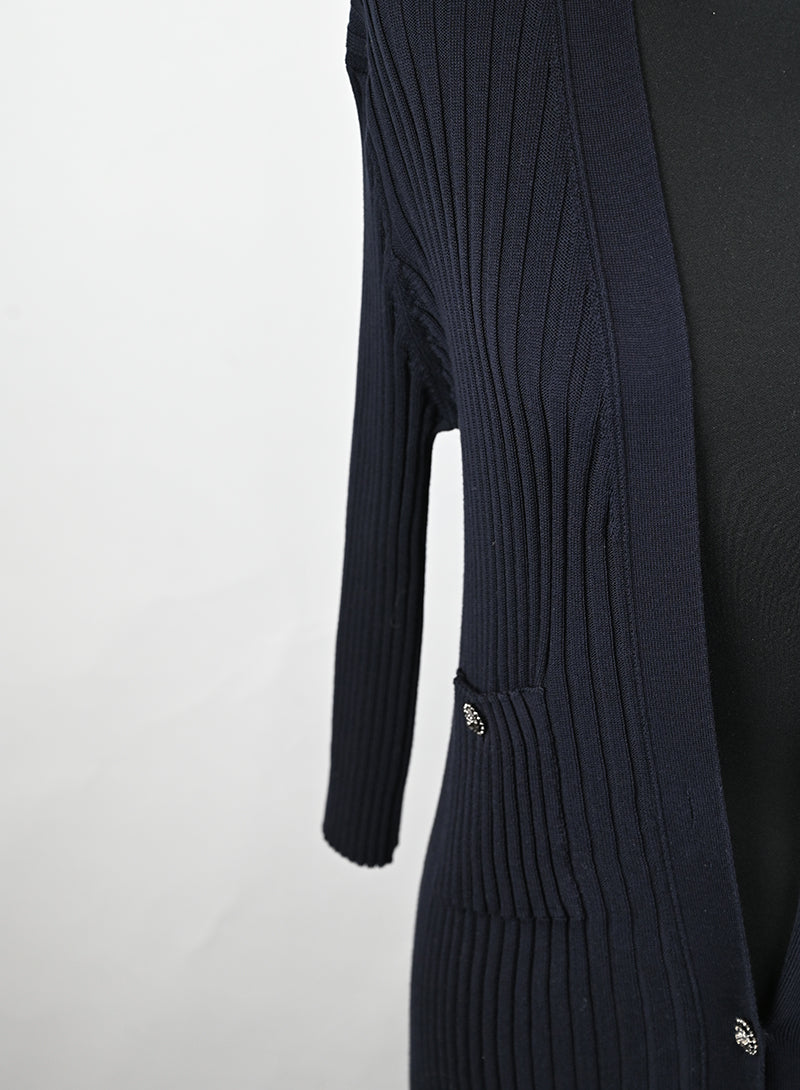 Chanel Cardigan lungo in cotone blu - Tg. 38 FR -  lesleyluxuryvintage