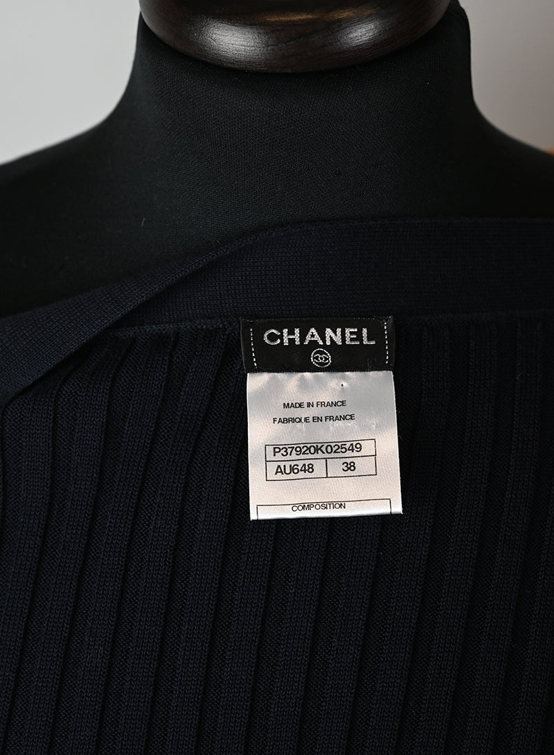 Chanel Cardigan lungo in cotone blu - Tg. 38 FR -  lesleyluxuryvintage