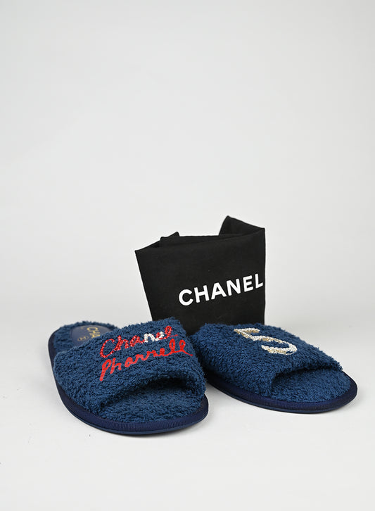 Chanel Ciabatte in spugna blu - Tg. XS -  lesleyluxuryvintage