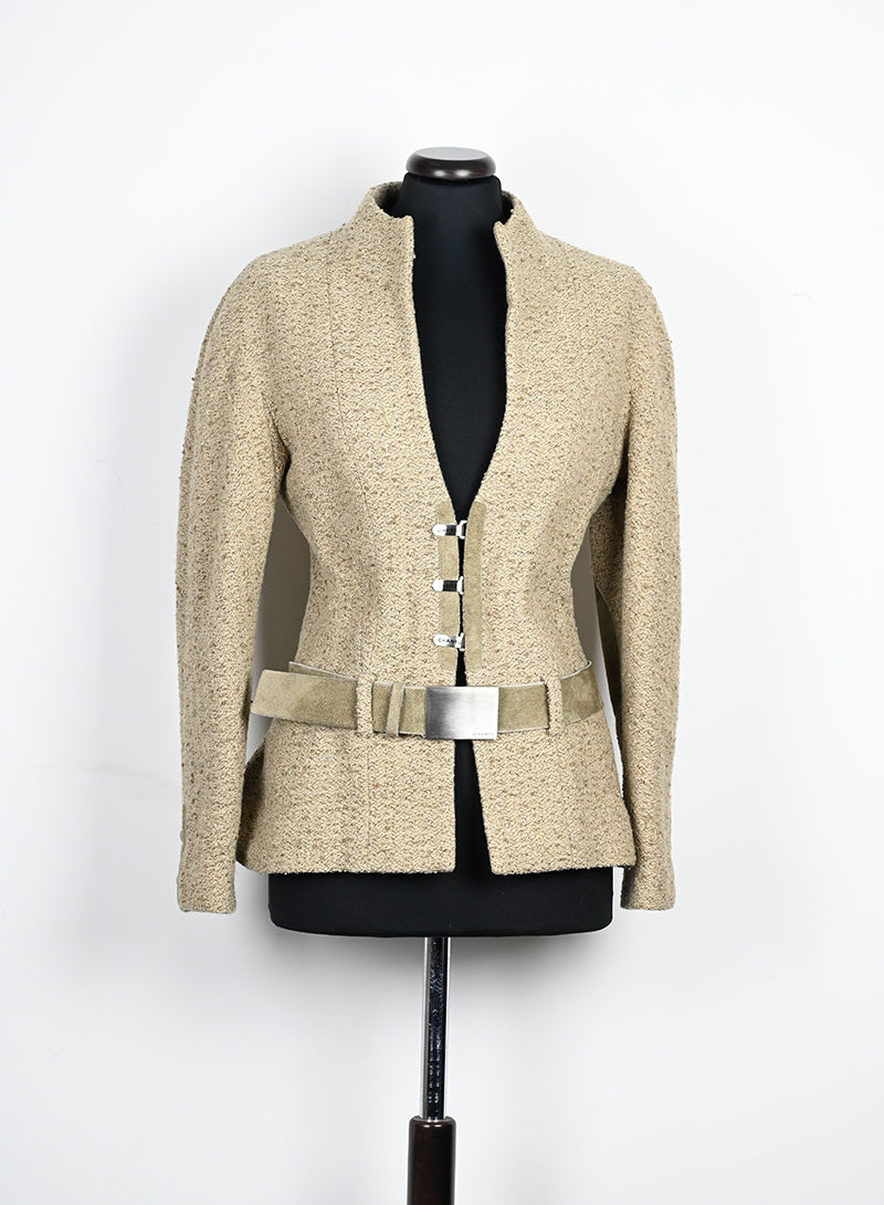 Chanel Blazer beige con cintura - Tg. 42