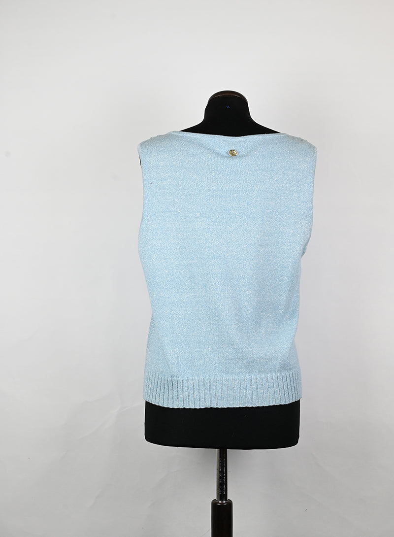 Chanel Gilet in cashmere azzurro - Tg. 42 FR -  lesleyluxuryvintage
