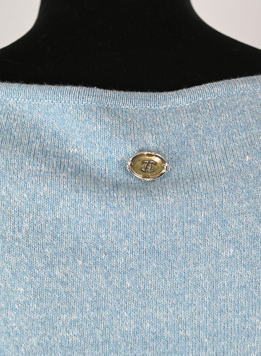 Chanel Gilet in cashmere azzurro - Tg. 42 FR -  lesleyluxuryvintage