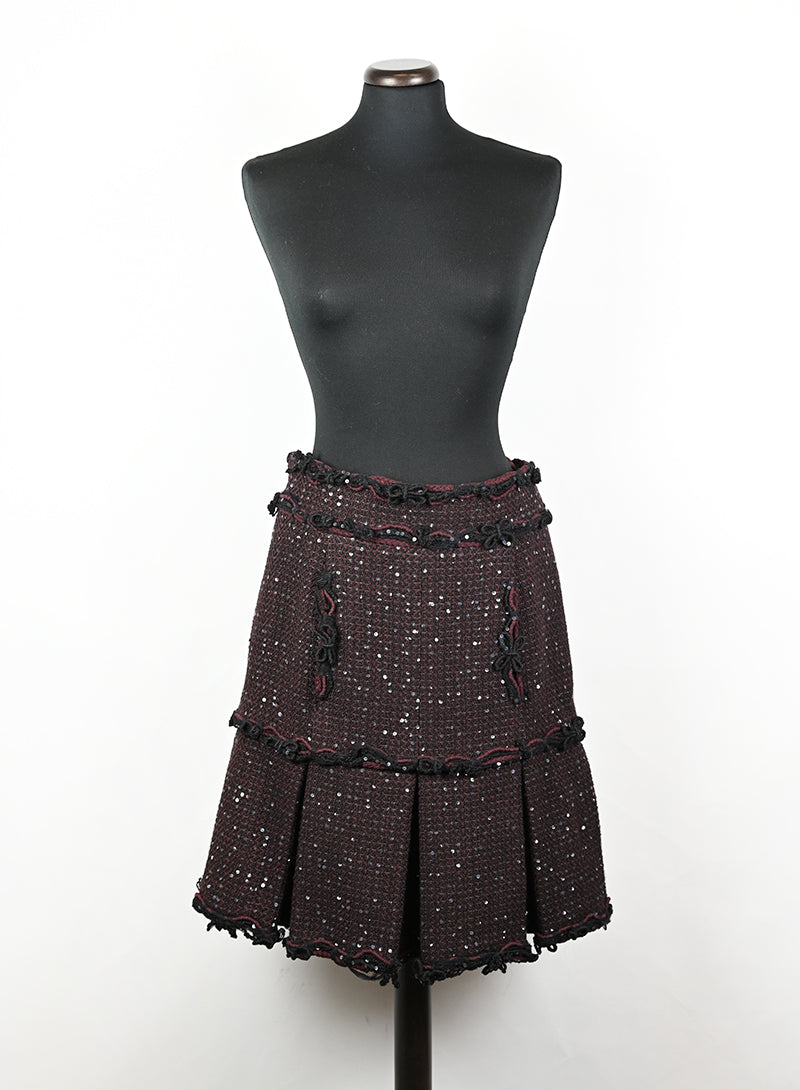 Chanel Gonna in lana prugna - Tg. 38 FR -  lesleyluxuryvintage