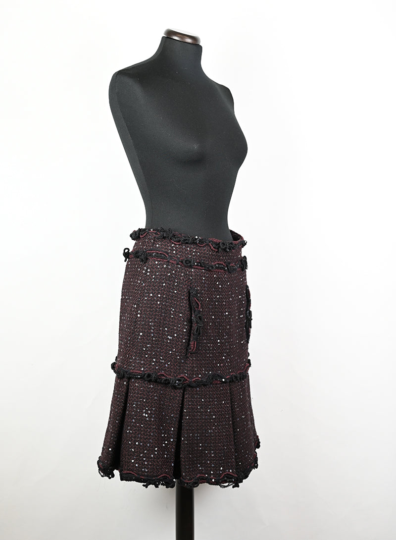 Chanel Gonna in lana prugna - Tg. 38 FR -  lesleyluxuryvintage