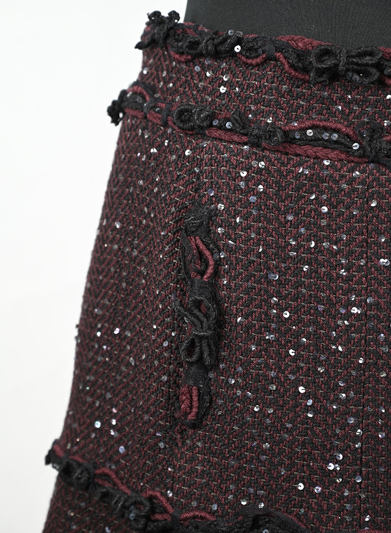 Chanel Gonna in lana prugna - Tg. 38 FR -  lesleyluxuryvintage