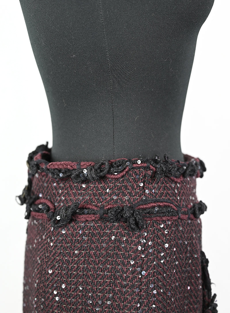 Chanel Gonna in lana prugna - Tg. 38 FR -  lesleyluxuryvintage