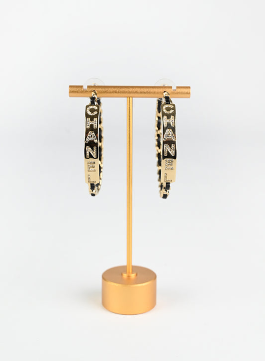 Chanel Orecchini a cerchio con scritta