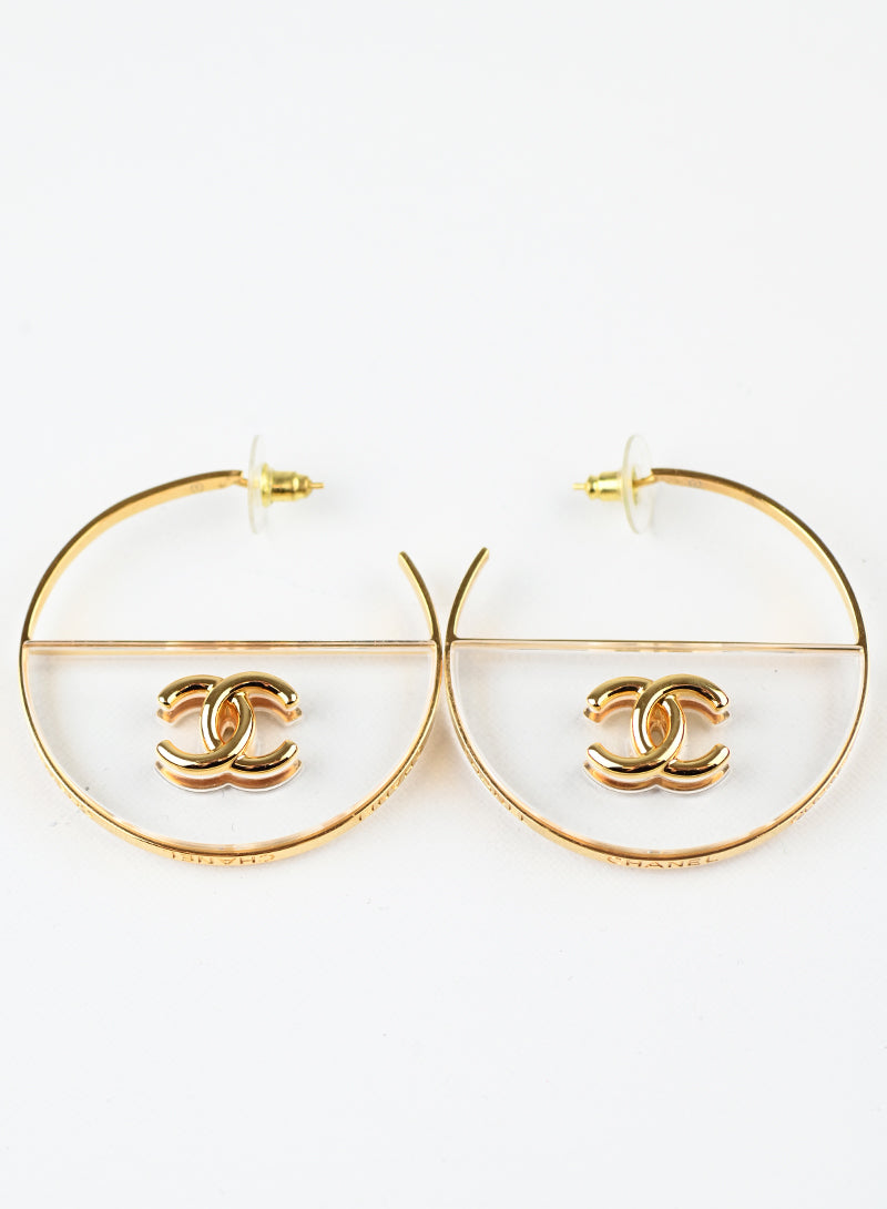 Chanel Orecchini a cerchio con CC oro