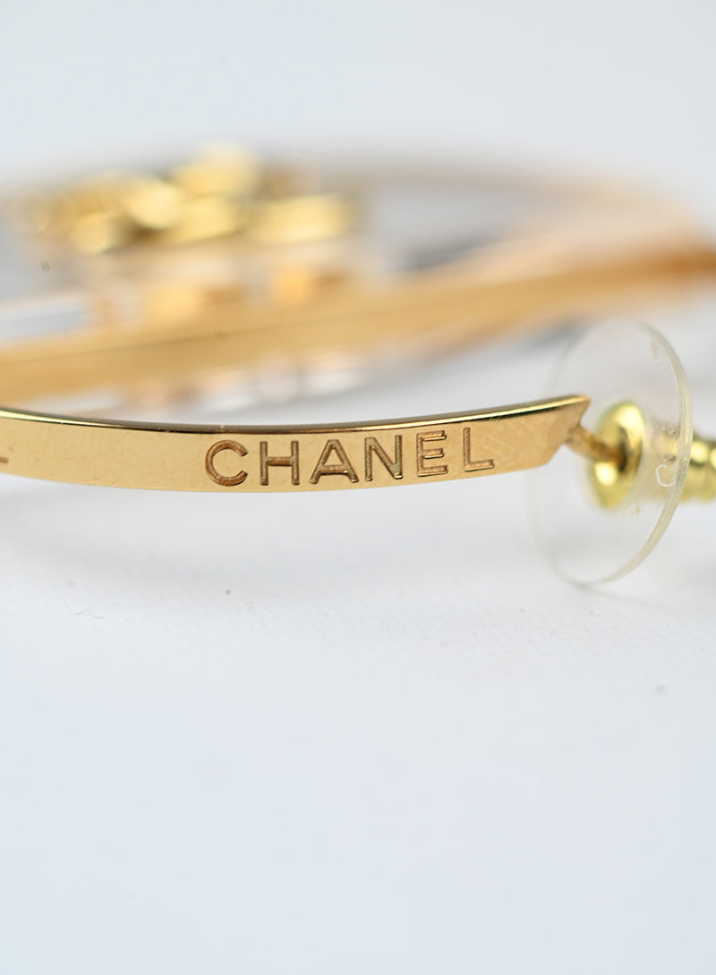 Chanel Orecchini a cerchio con CC oro