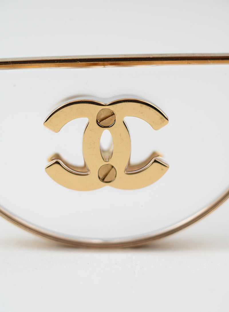 Chanel Orecchini a cerchio con CC oro
