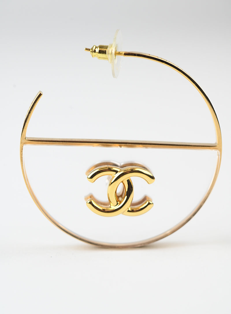 Chanel Orecchini a cerchio con CC oro