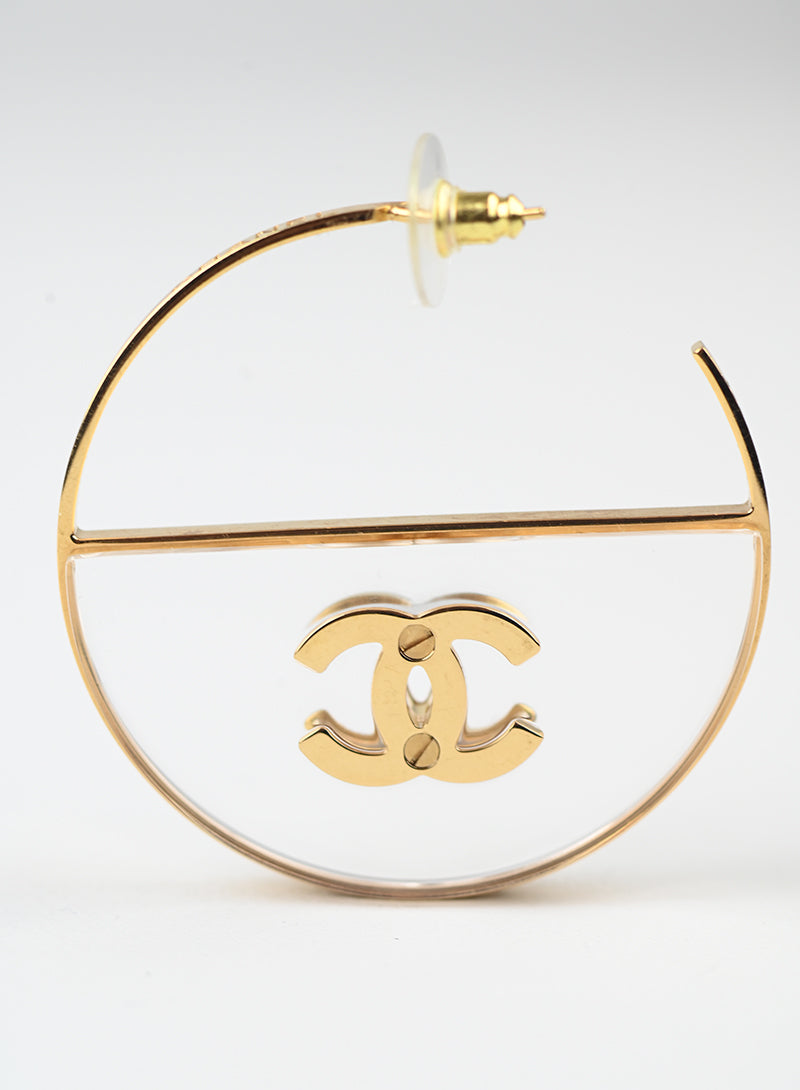 Chanel Orecchini a cerchio con CC oro