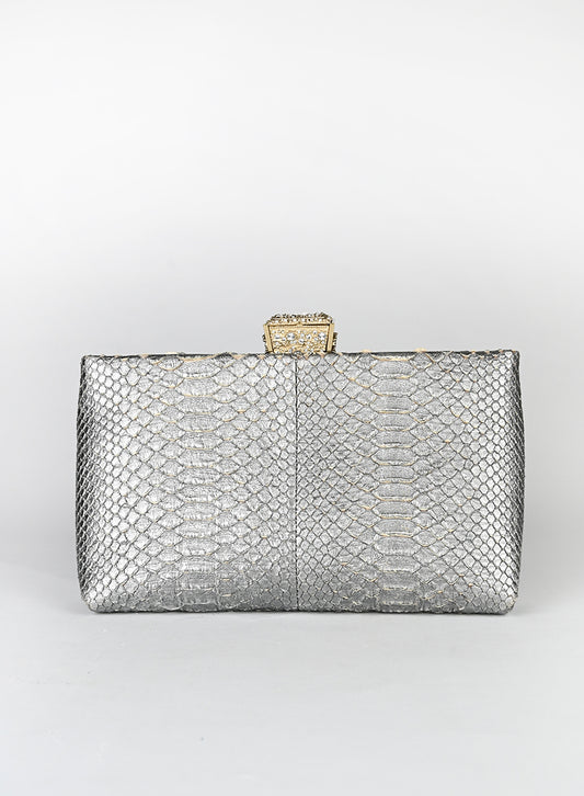 Chanel Pochette in pelle pitone argento