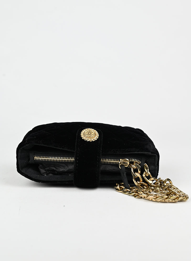Chanel Pochette in Velluto quilted nero -  lesleyluxuryvintage