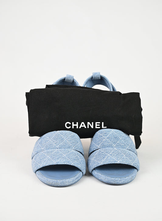 Chanel Sandali con tacco in denim - N. 36c