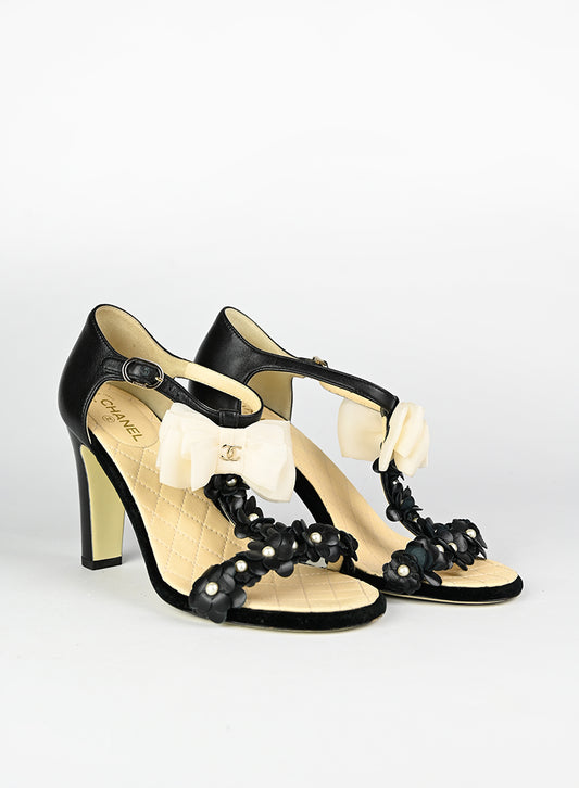 Chanel Sandali neri con applicazioni - N. 36 ½