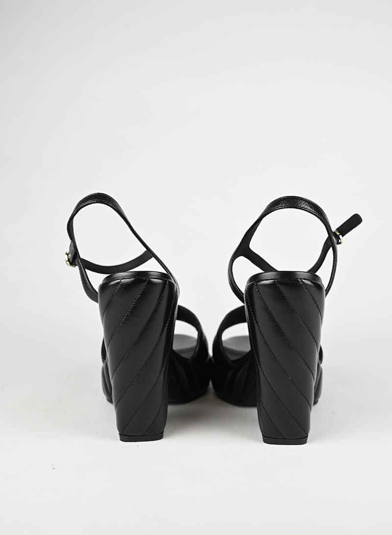 Chanel Zeppe Pelle Nera Quilted - N. 40