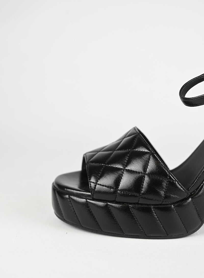 Chanel Zeppe Pelle Nera Quilted - N. 40