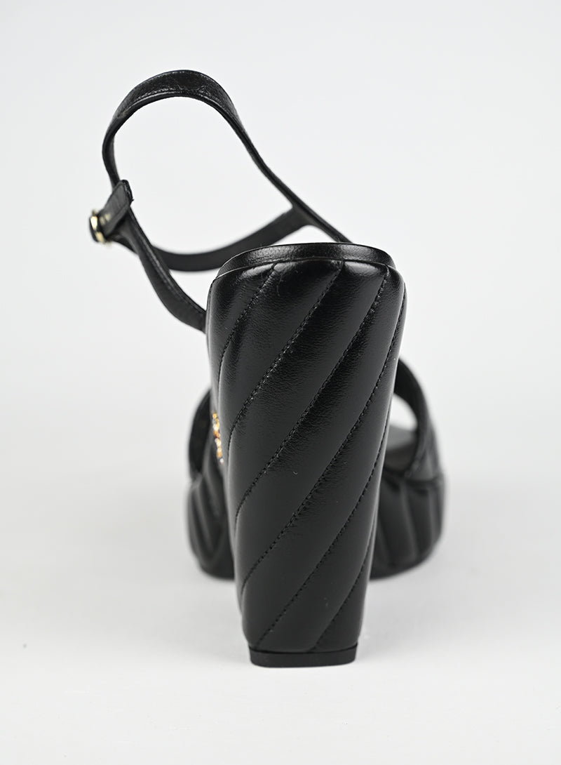 Chanel Zeppe Pelle Nera Quilted - N. 40