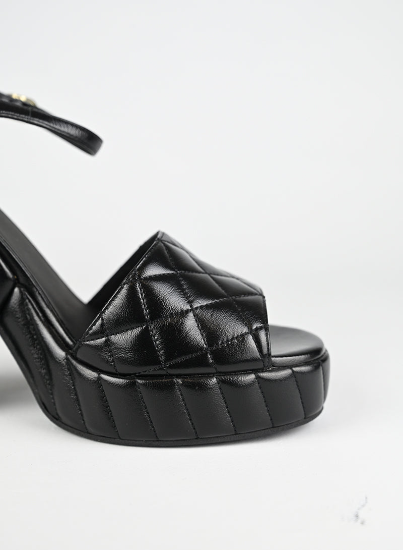 Chanel Zeppe Pelle Nera Quilted - N. 40