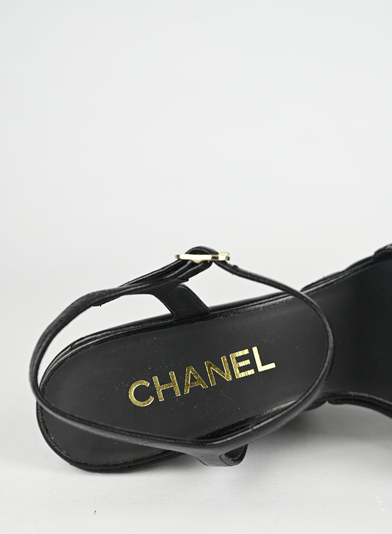Chanel Zeppe Pelle Nera Quilted - N. 40