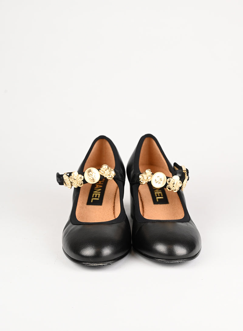 Chanel Scarpe Mary Jane in pelle nera - N. 36 ½