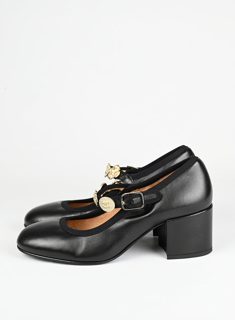 Chanel Scarpe Mary Jane in pelle nera - N. 36 ½