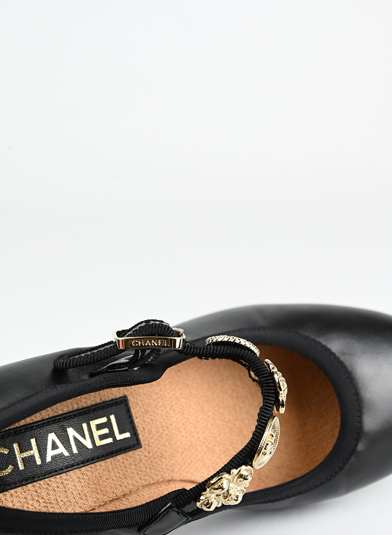 Chanel Scarpe Mary Jane in pelle nera - N. 36 ½