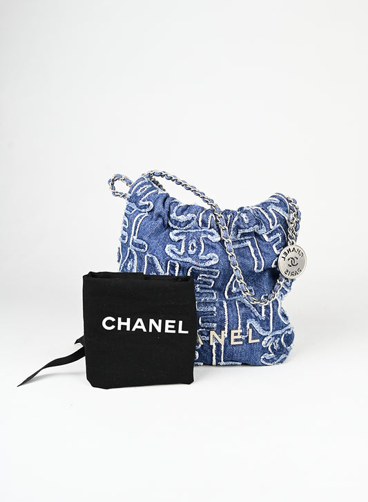 Chanel Borsa Chanel 22 in denim blu