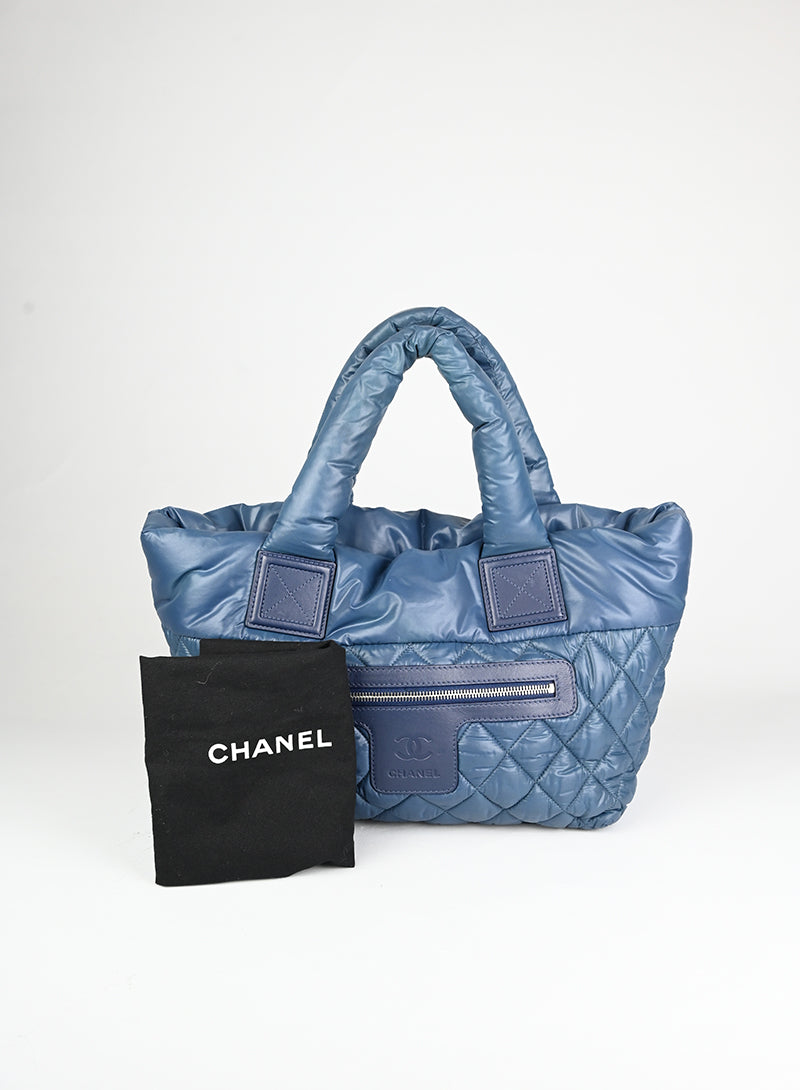 Chanel Borsa Cocoon media in tessuto petrolio
