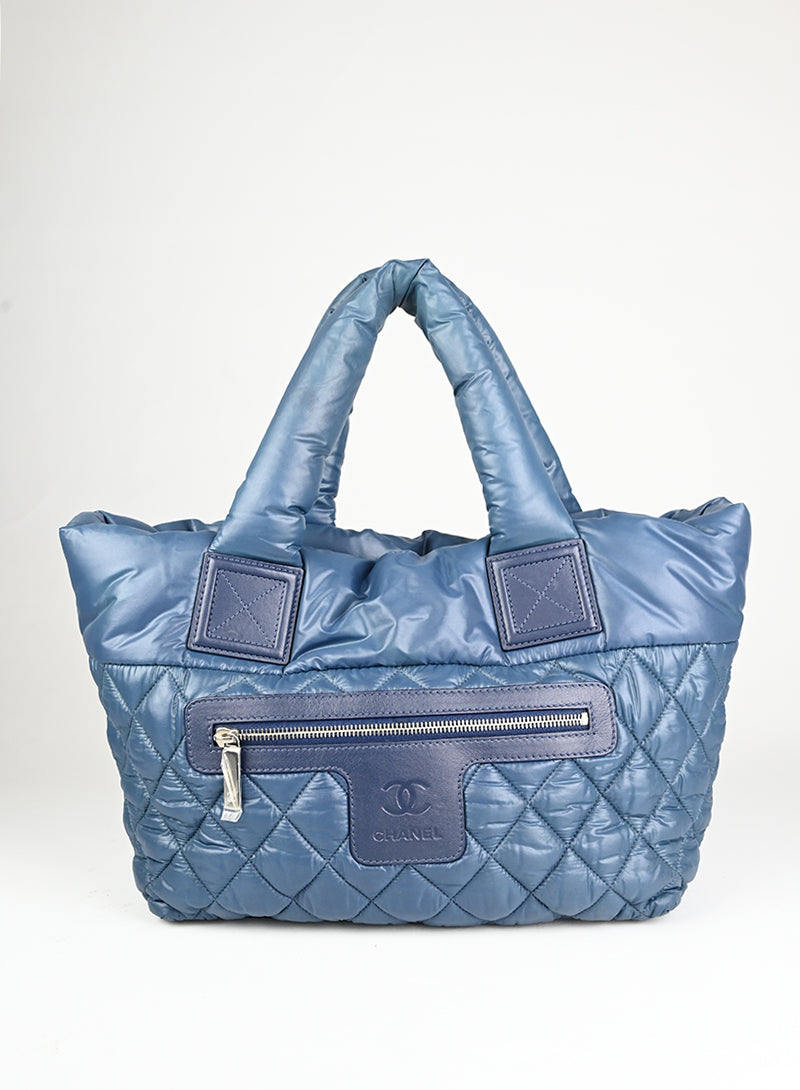 Chanel Borsa Cocoon media in tessuto petrolio