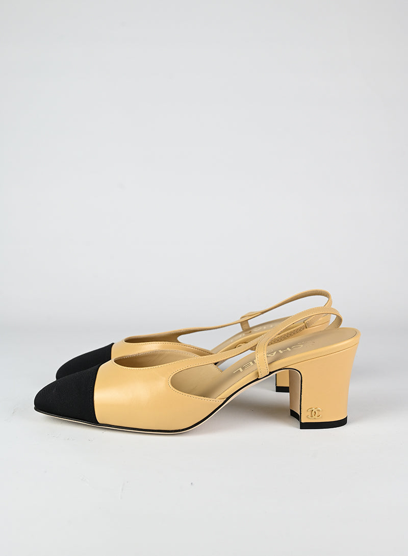 Chanel Slingback beige e nere - N. 38 ½