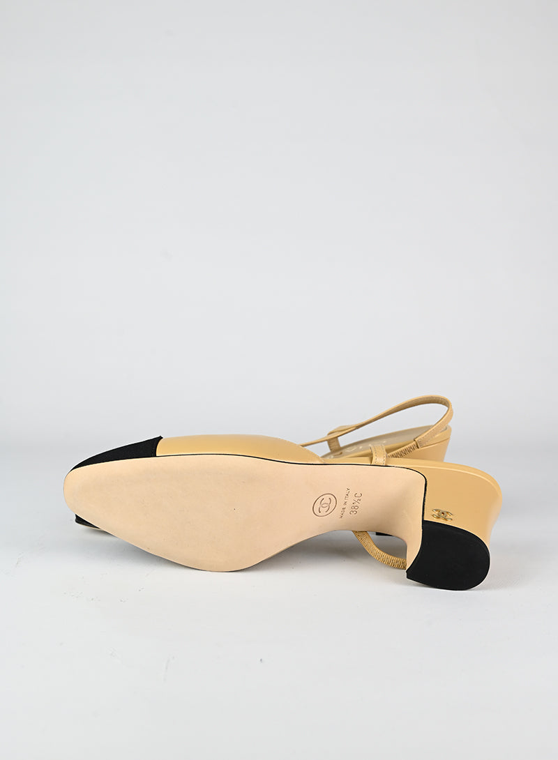 Chanel Slingback beige e nere - N. 38 ½