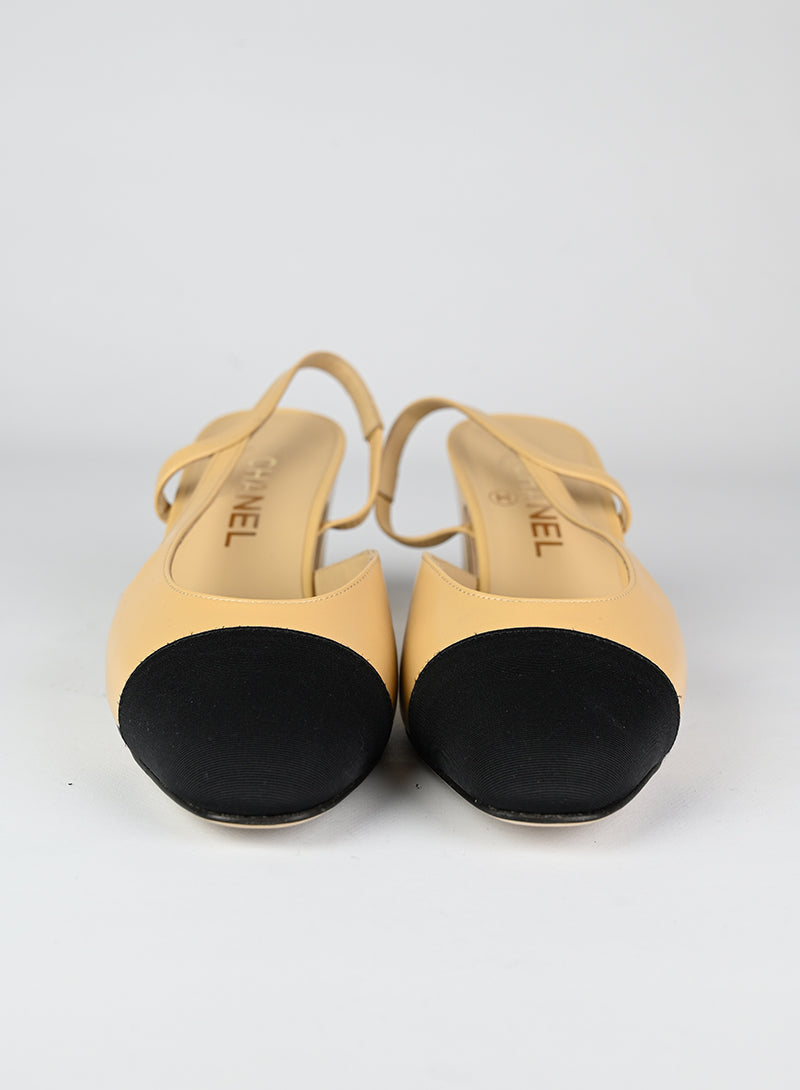 Chanel Slingback beige e nere - N. 38 ½