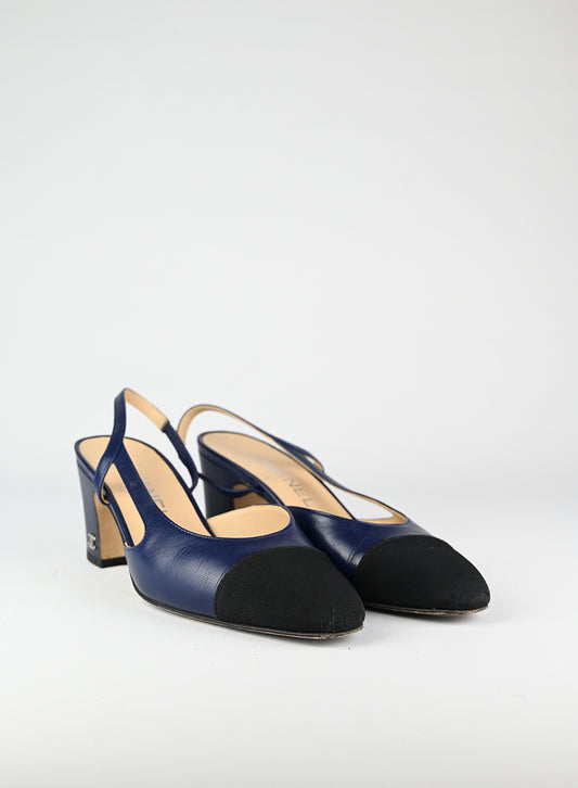 Chanel Slingback blu e nere - N. 36