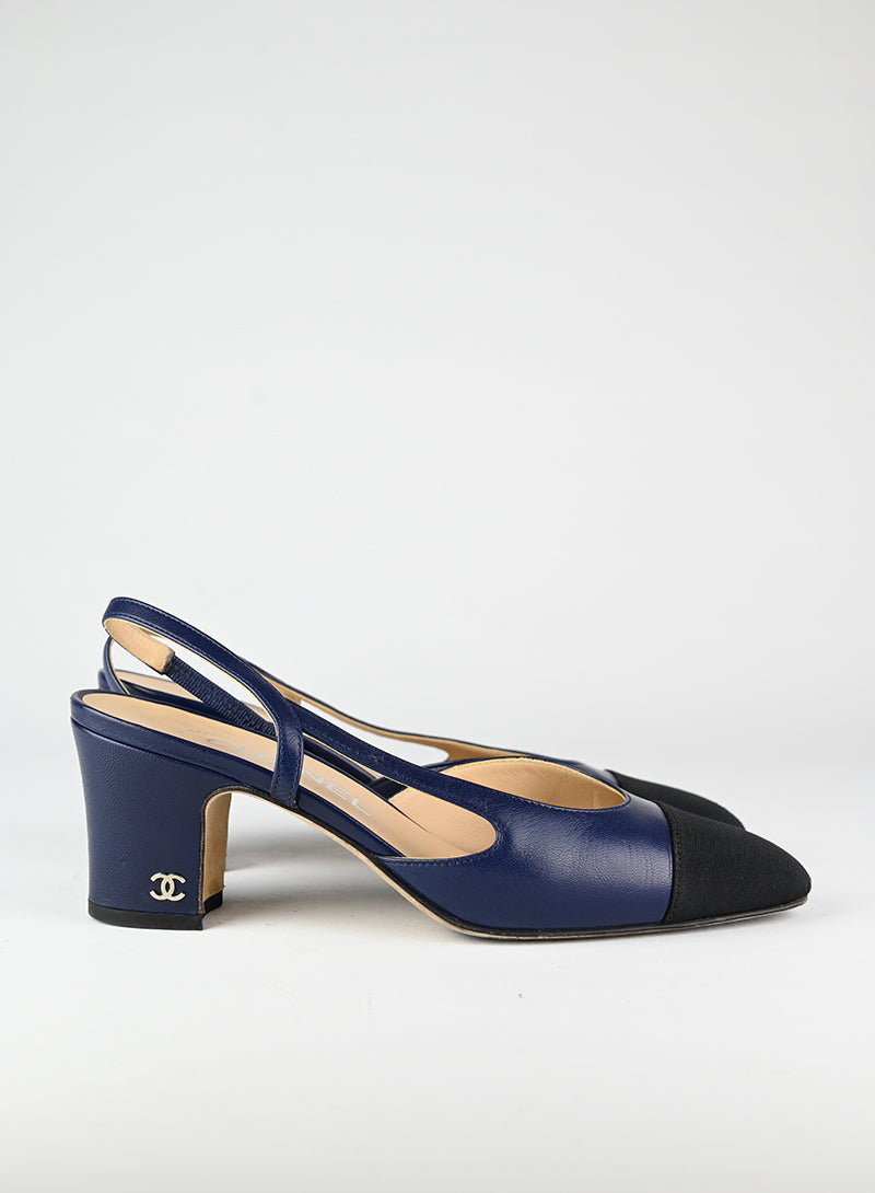 Chanel Slingback blu e nere - N. 36