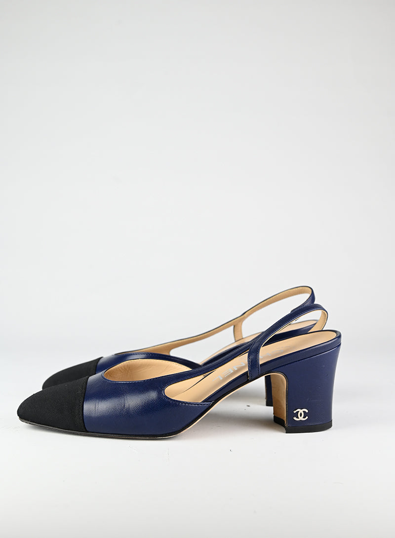 Chanel Slingback blu e nere - N. 36