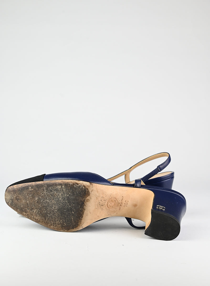 Chanel Slingback blu e nere - N. 36