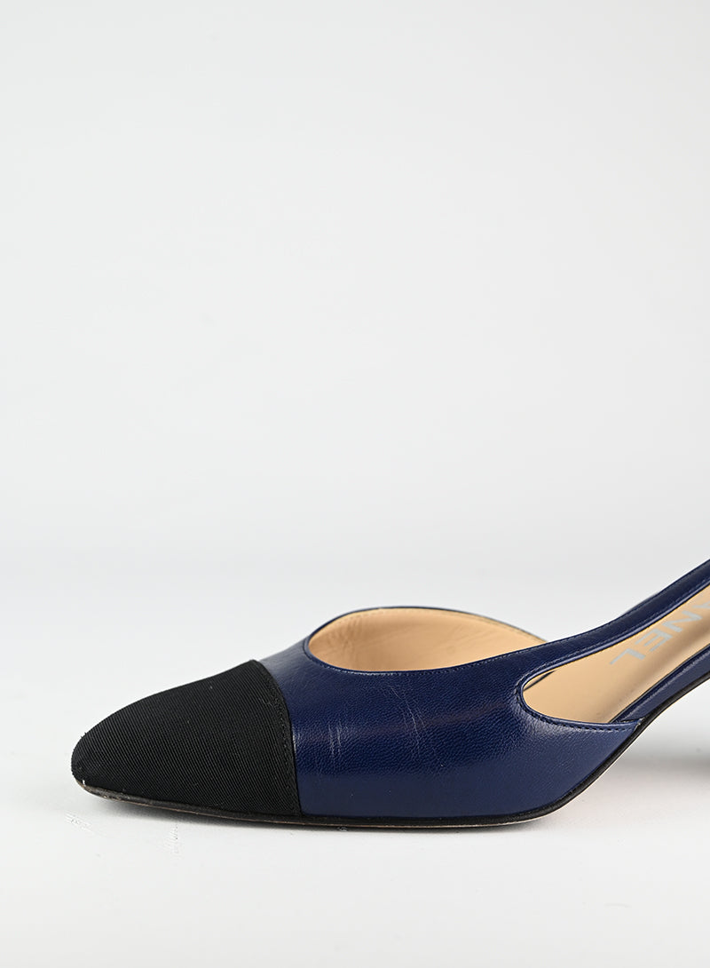 Chanel Slingback blu e nere - N. 36