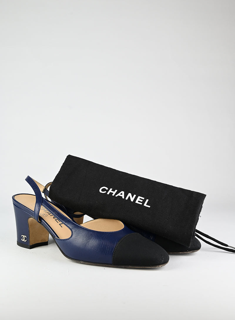 Chanel Slingback blu e nere - N. 36