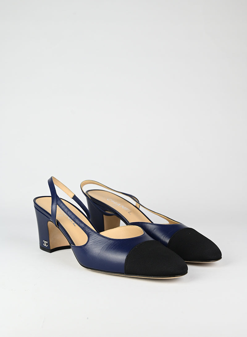 Chanel Slingback blu e nere - N. 40 ½