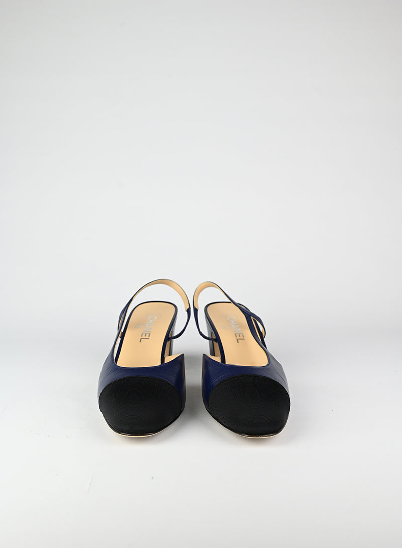 Chanel Slingback blu e nere - N. 40 ½