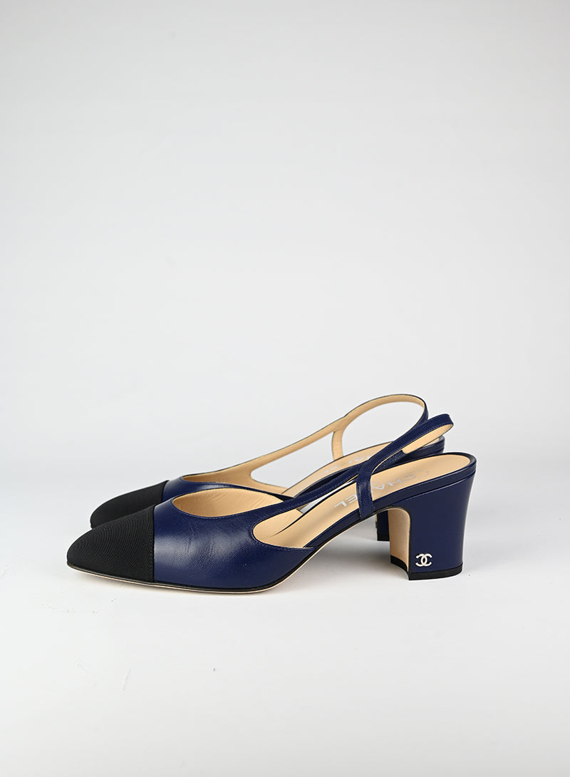 Chanel Slingback blu e nere - N. 40 ½