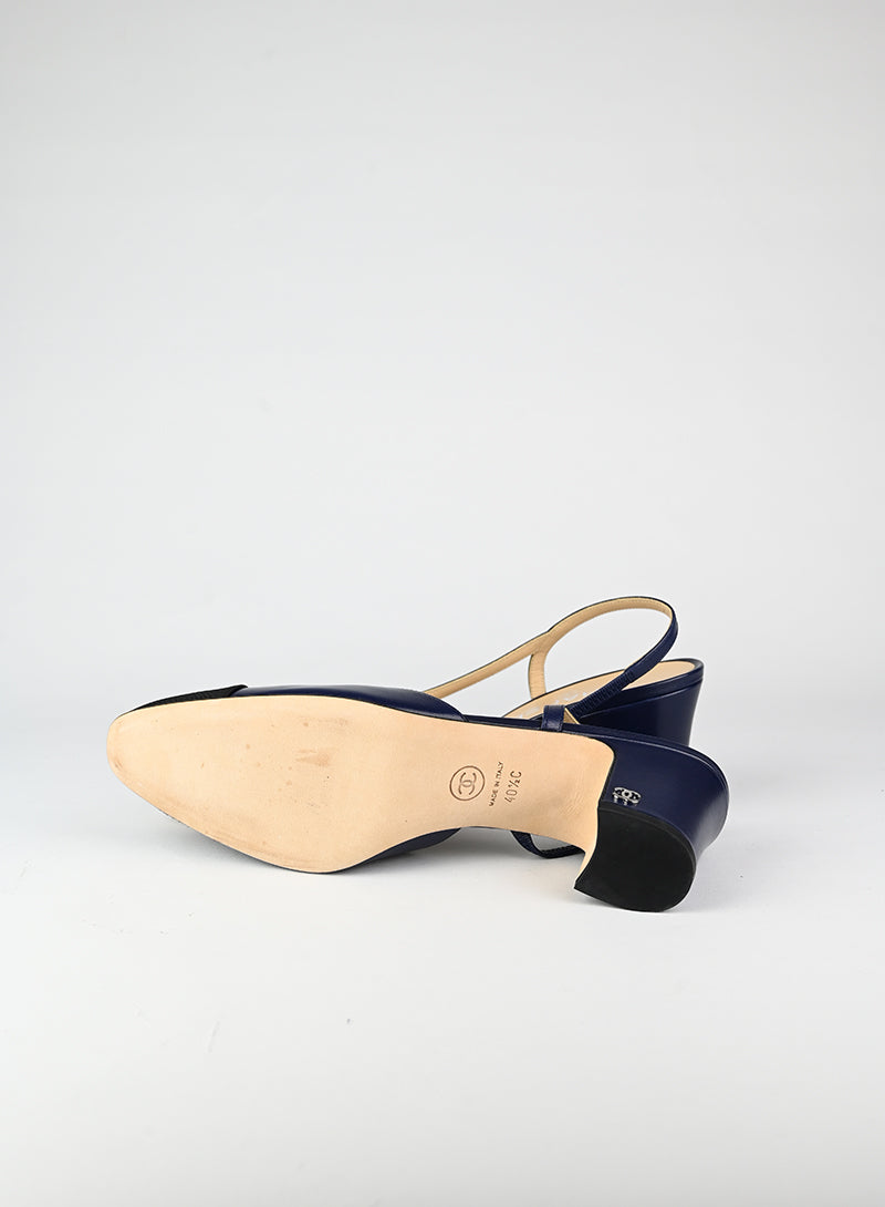 Chanel Slingback blu e nere - N. 40 ½