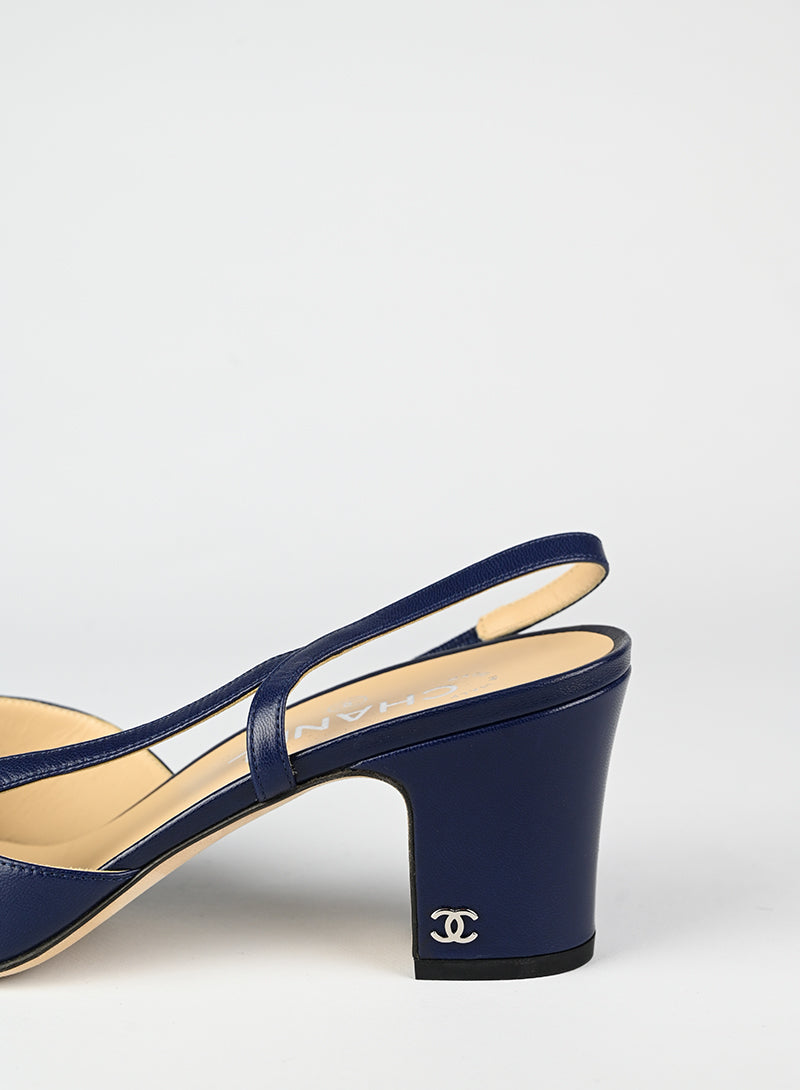 Chanel Slingback blu e nere - N. 40 ½