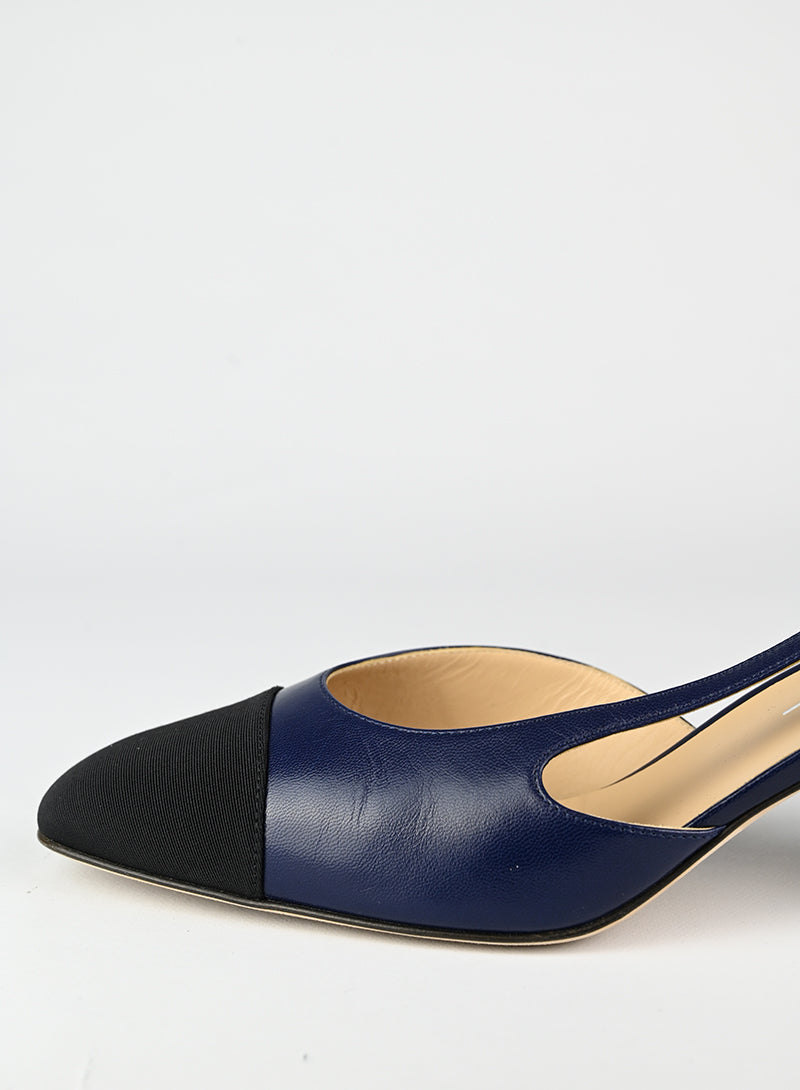 Chanel Slingback blu e nere - N. 40 ½